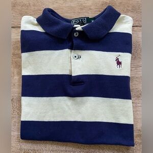 Vintage Polo Ralph Lauren Boy’s Sz‎ M Yellow/Navy Cotton Wide Stripe Polo Shirt